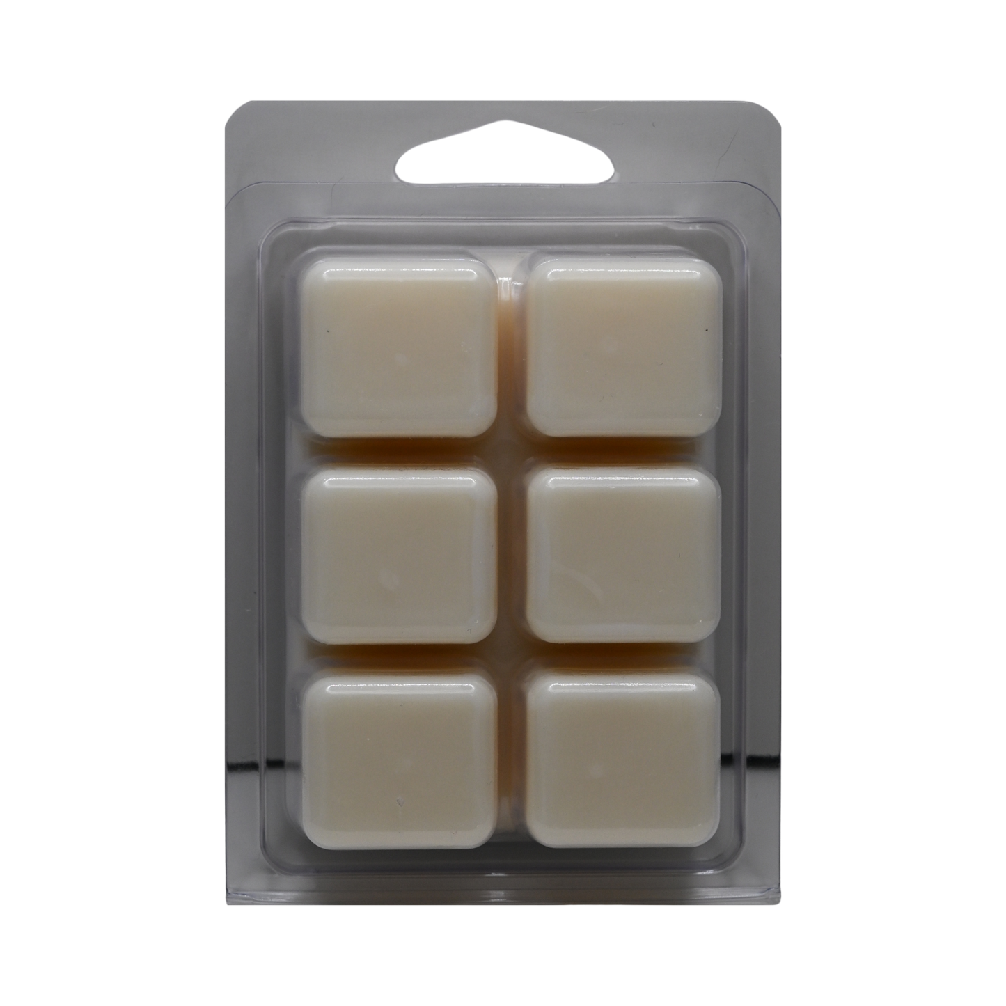 Pack of six square wax melts in a clear plastic packaging.