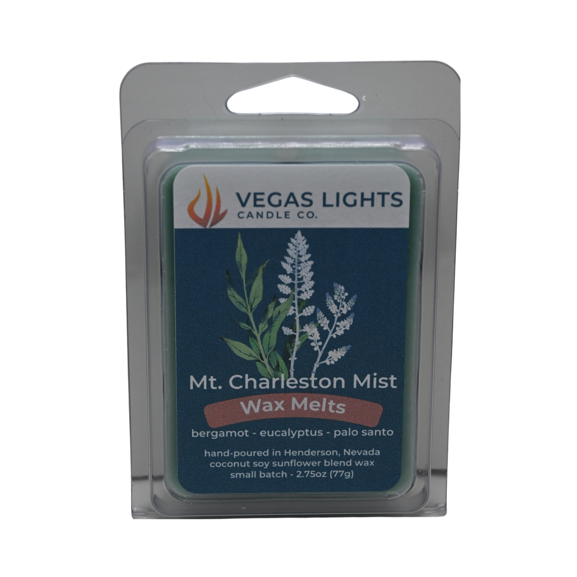 Pack of Vegas Lights Candle Co. Mt. Charleston Mist Wax Melts on a white background