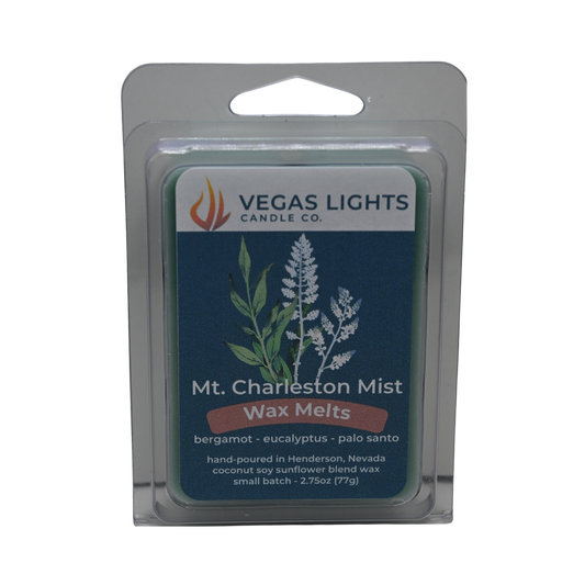 Pack of Vegas Lights Candle Co. Mt. Charleston Mist Wax Melts on a white background