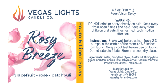 Rosy Breeze Room & Linen Spray (Grapefruit, Rose & Patchouli Scent)