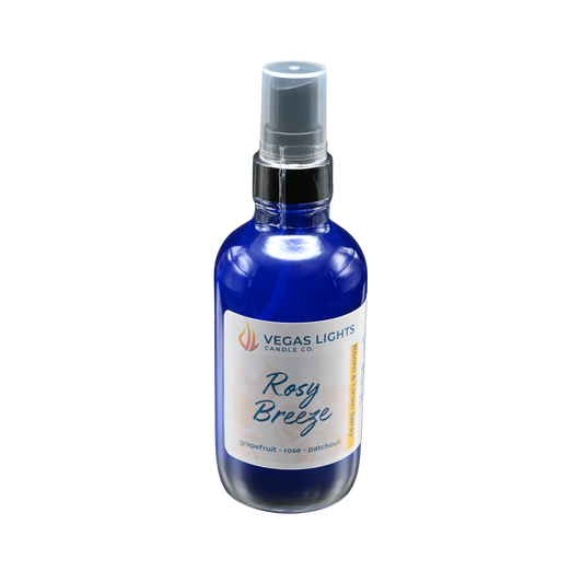 Vegas Lights Candle Co. Rosy Breeze spray bottle on a white background